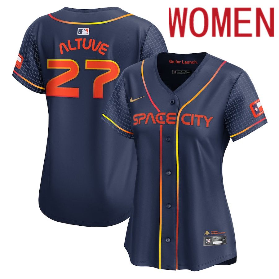 Women Houston Astros #27 Jose Altuve Nike Navy City Connect Limited Player MLB Jersey->customized mlb jersey->Custom Jersey